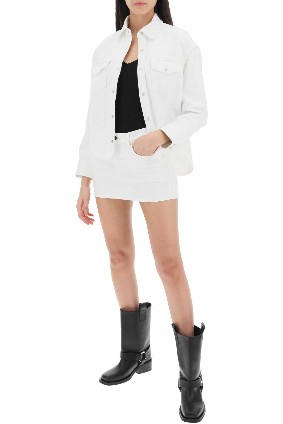 WARDROBE. NYC denim mini skirt White
