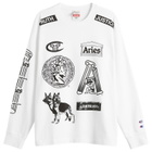 Champion Men's x Aries Sponsor Long Sleeve T-Shirt in White