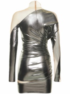 MUGLER - Metallic Jersey & Tulle Mini Dress