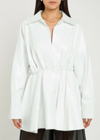 Norma Kamali Faux Patent Leather Mini Shirt Dress White