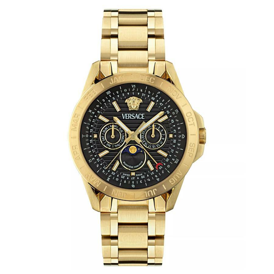 Versace Galaxy Moonphase Quartz Black Dial Mens Watch VE0K00425