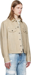 Dsquared2 Beige Leather Jean Jacket
