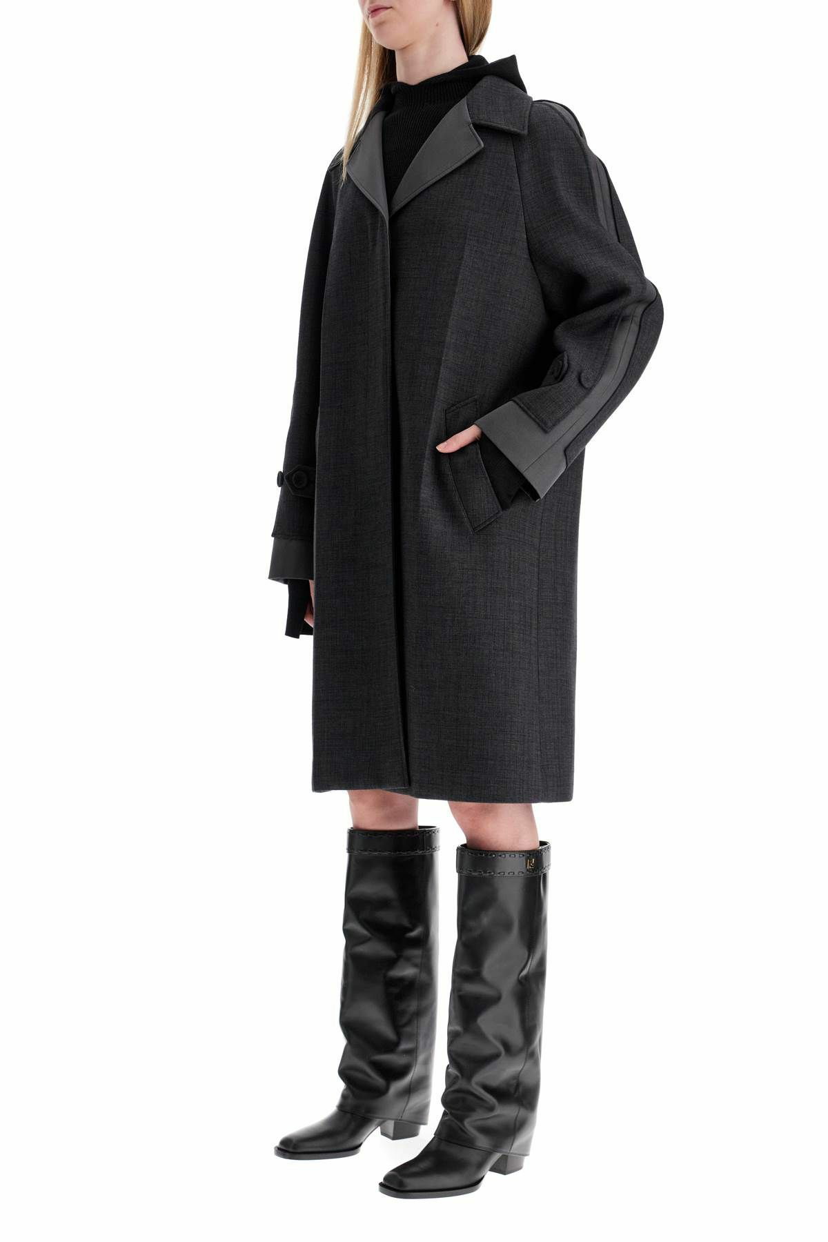 Gray button closure short trench coat 5373 Gray button closure short trench coat 5373