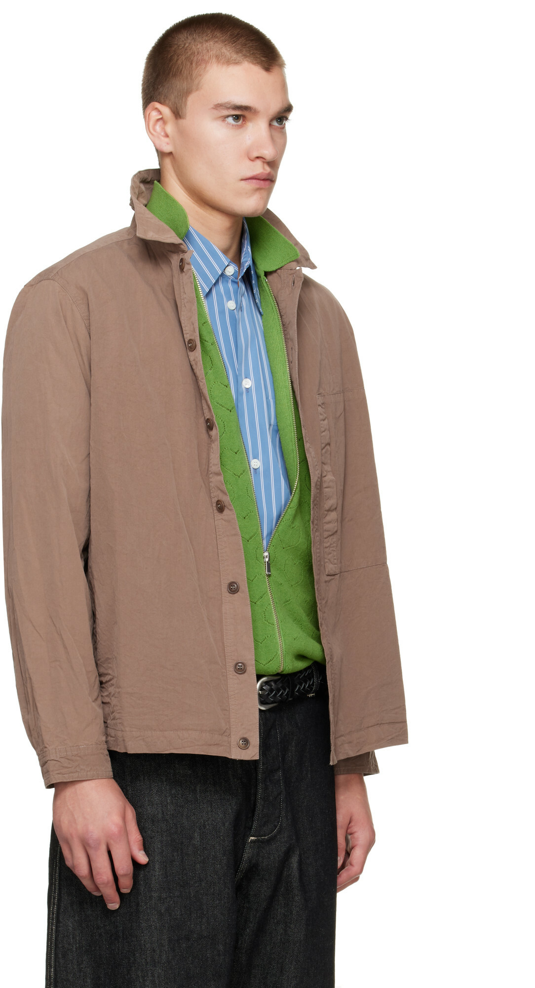 CASEY CASEY Brown Paper Cot New Fabu Shirt