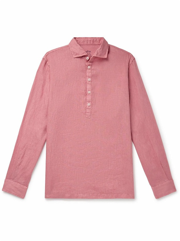 Photo: Altea - Tyler Garment-Dyed Linen Half-Placket Shirt - Pink