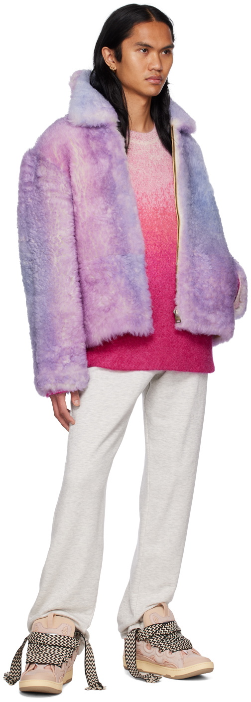 ERL Purple TieDye Shearling Jacket ERL