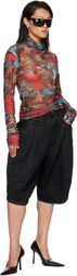 LU'U DAN Red Masked Mesh Turtleneck