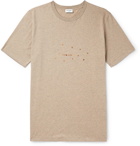 SAINT LAURENT - Logo-Print Mélange Cotton-Blend Jersey T-Shirt - Taupe