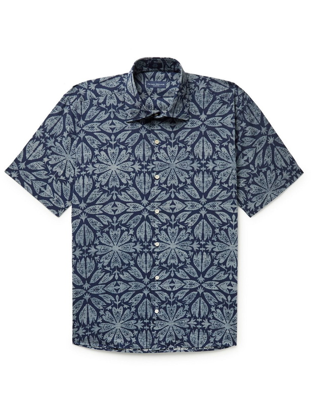 Photo: Peter Millar - Beach Stone Printed Cotton Shirt - Blue