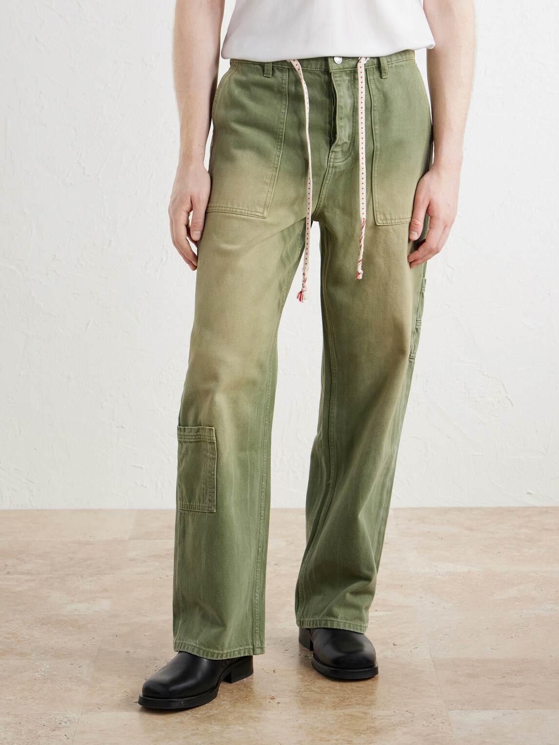 NAHMIAS - Gardener Utility Wide-Leg Drawstring Jeans - Green