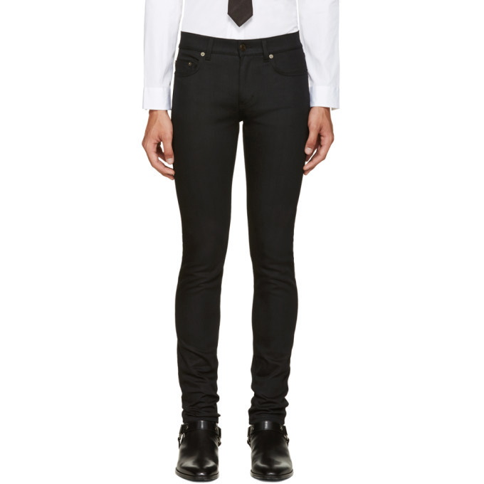 Photo: Saint Laurent Black Original Low Waisted Skinny Jeans