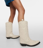 Ganni Embroidered leather cowboy boots