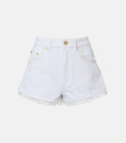 Ganni Lace-trimmed denim shorts