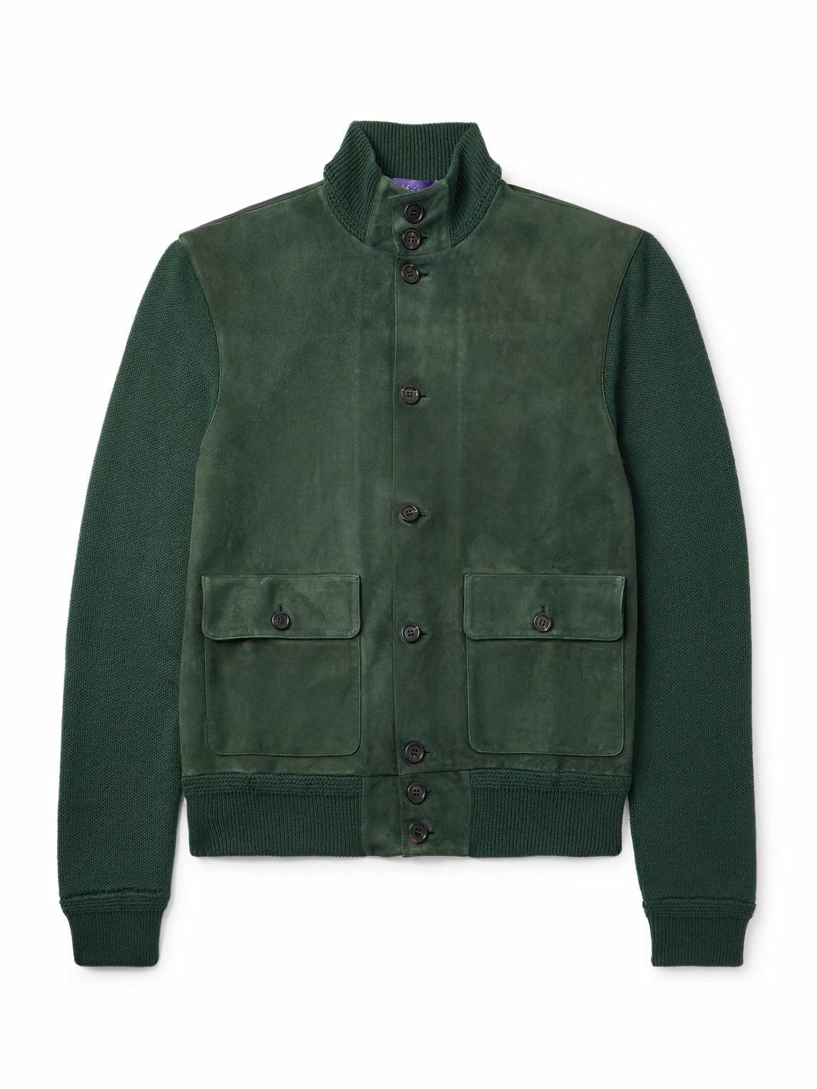 Ralph Lauren Purple label - Suede-Panelled Cashmere Jacket - Green
