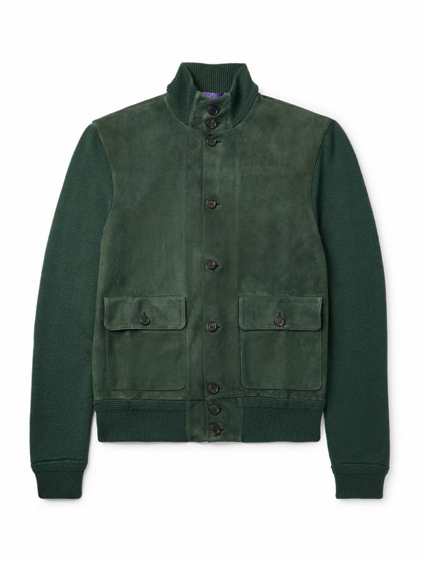 Photo: Ralph Lauren Purple label - Suede-Panelled Cashmere Jacket - Green