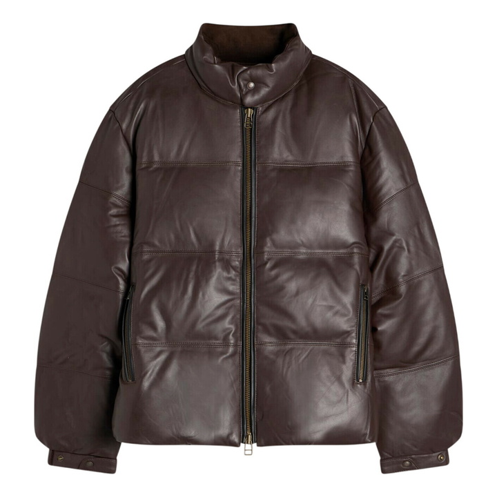 Photo: FrizmWORKS Men's Snowdon Lambskin Down Jacket in Brown