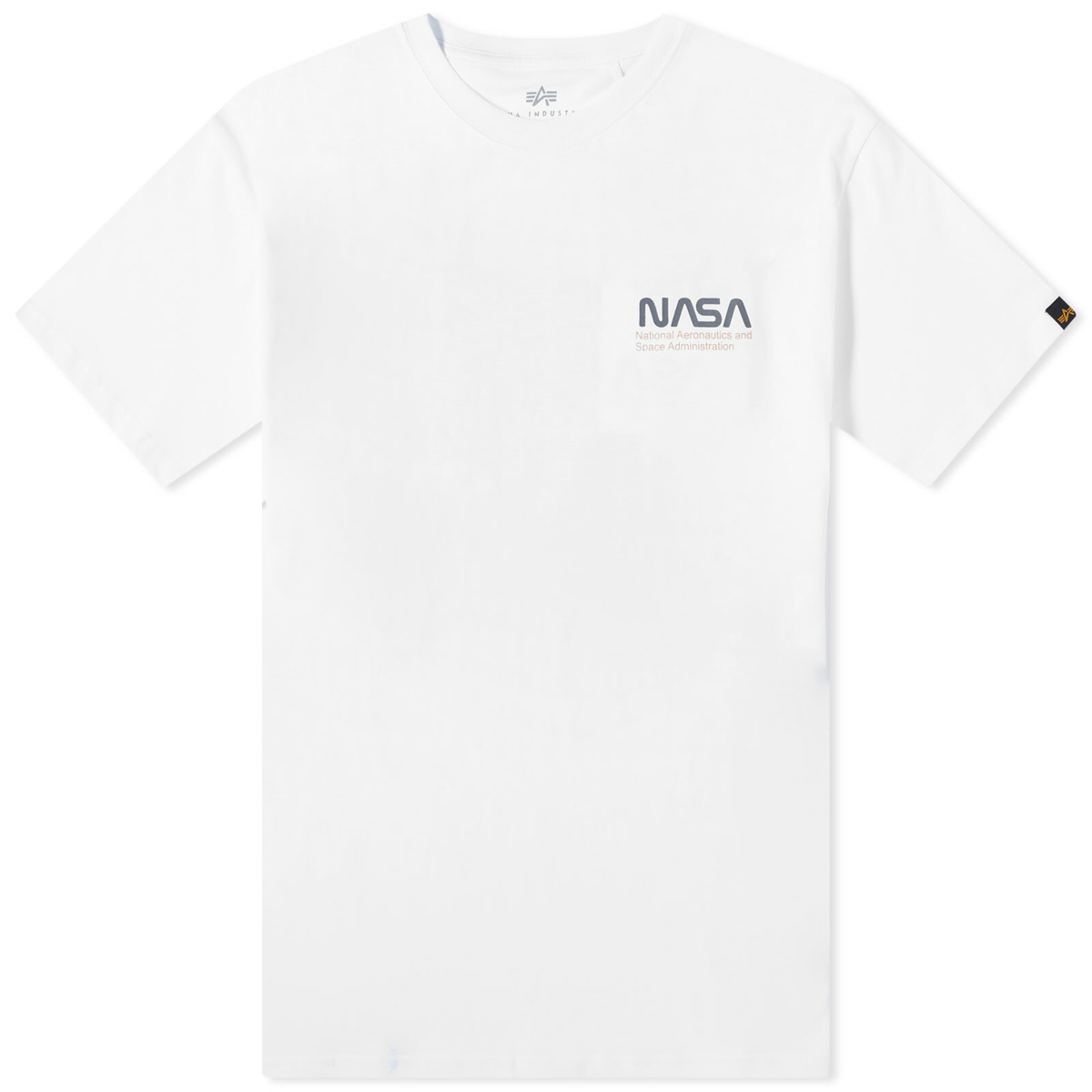 Men\'s Industries Nasa T-Shirt in Alpha Industries Skylab White/Blue Alpha