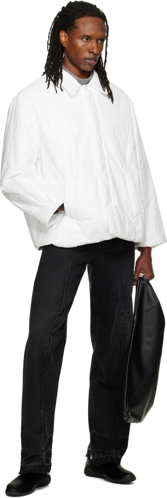 ALAINPAUL White Padded Short Car Coat