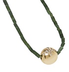 Luis Morais - Bead, Gold and Diamond Necklace - Green