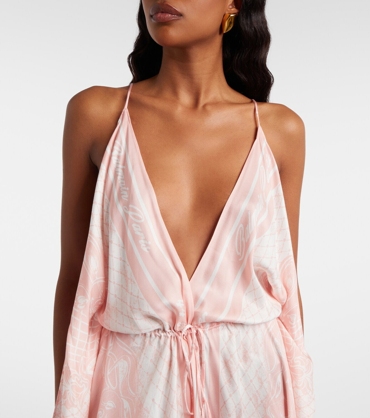 Balmain Printed asymmetric maxi dress