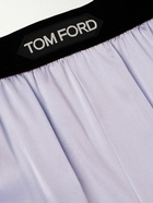 TOM FORD - Velvet-Trimmed Stretch-Silk Satin Boxer Shorts - Purple