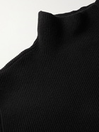 THE ROW - Daniel Ribbed Cashmere Mock-Neck Sweater - Black