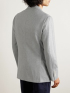 Brunello Cucinelli - Double-Breasted Wool, Silk and Cashmere-Blend Flannel Blazer - Gray