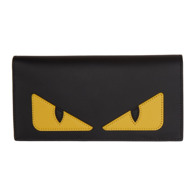 Photo: Fendi Black and Yellow Bag Bugs Continental Wallet