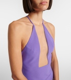 David Koma Asymmetric embellished floral midi dress