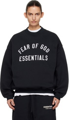 Fear of God ESSENTIALS Black Varsity Crewneck Sweatshirt