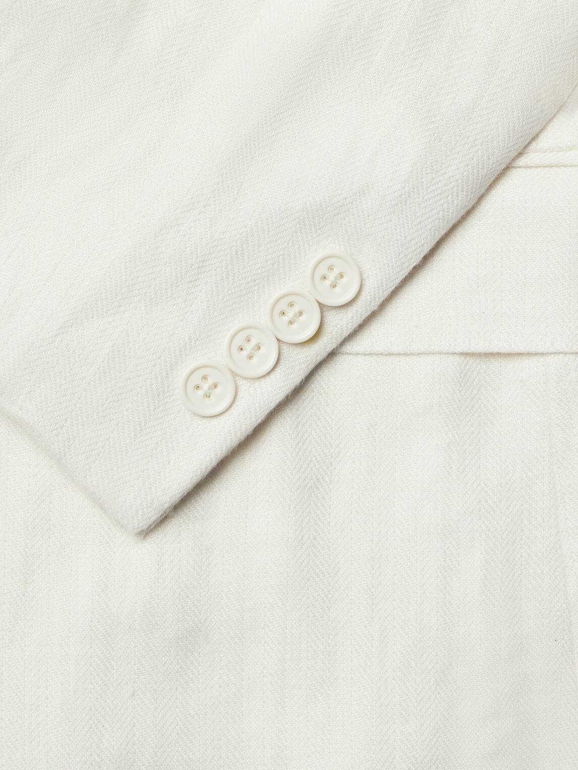 Ralph Lauren Purple label - Double-Breasted Herringbone Linen Suit Jacket - White