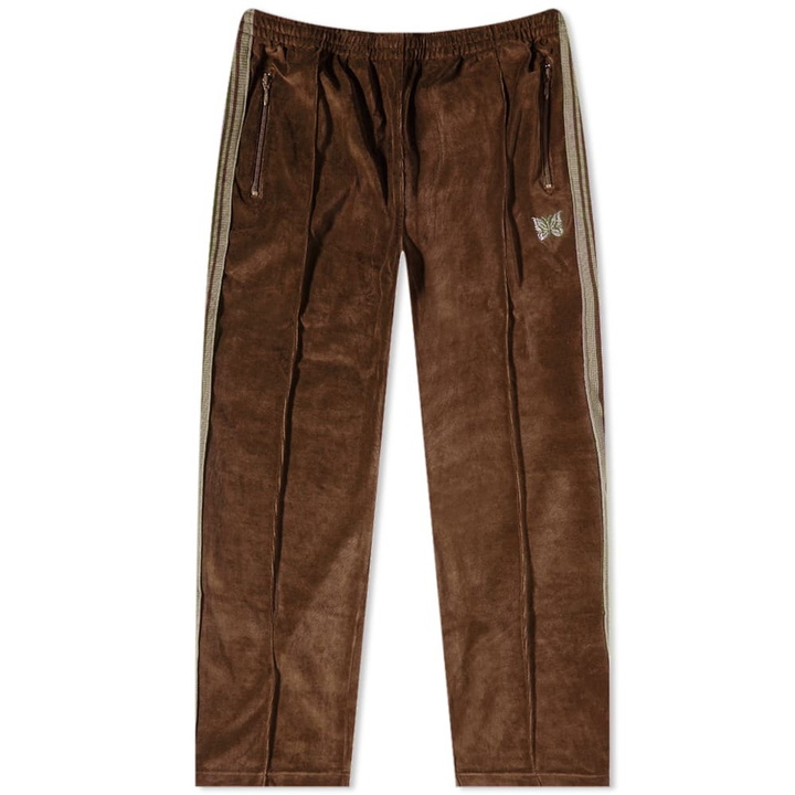 Photo: Needles Men's Velour Narrow Track Pant in Brown