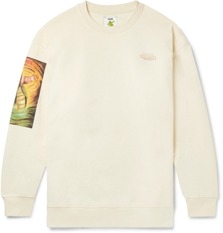 Photo: Acne Studios - Monster in My Pocket Forban Printed Fleece-Back Cotton-Jersey Sweatshirt - Neutrals