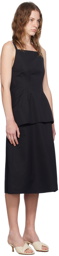 Jil Sander Black Square Neck Midi Dress