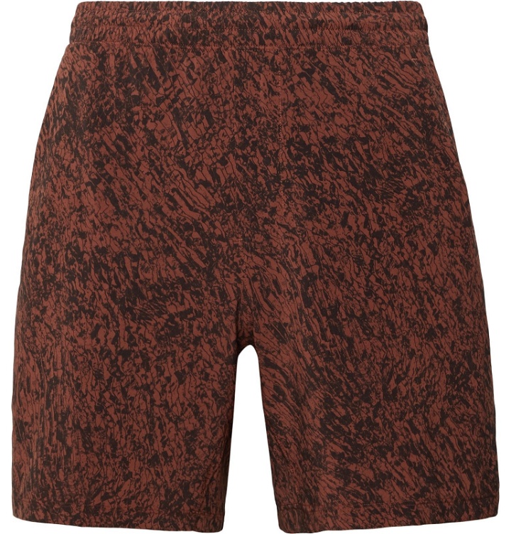 Photo: Lululemon - Pace Breaker Slim-Fit Mesh-Trimmed Printed Swift Ultra Shorts - Red