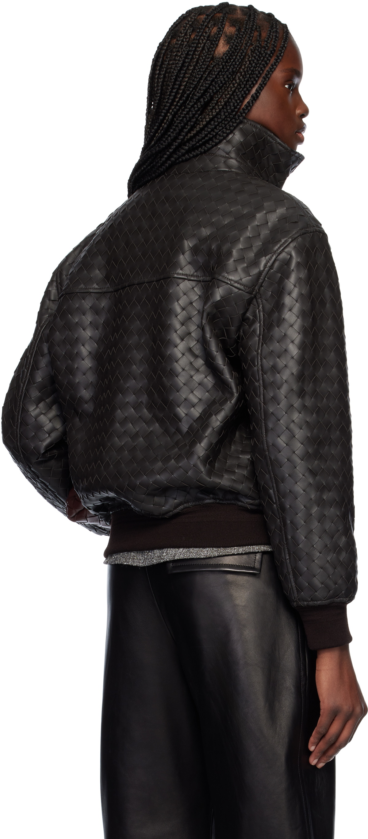 Bottega Veneta Brown Intrecciato Leather Jacket