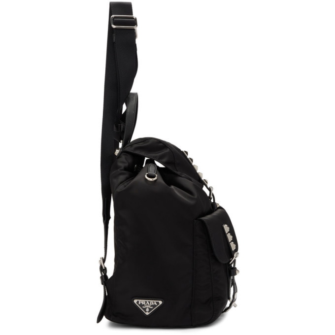 Prada Black Studded Nylon Backpack Prada
