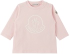 Moncler Enfant Baby Pink Printed Long Sleeve T-Shirt