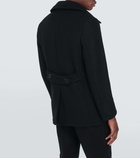 Tom Ford Melton leather-trimmed wool-blend peacoat