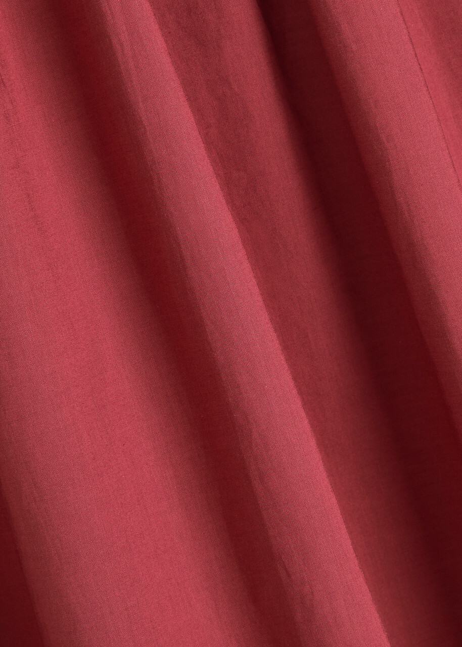 Faithfull The Brand Margot Shirred Cotton Midi Dress Dark Pink
