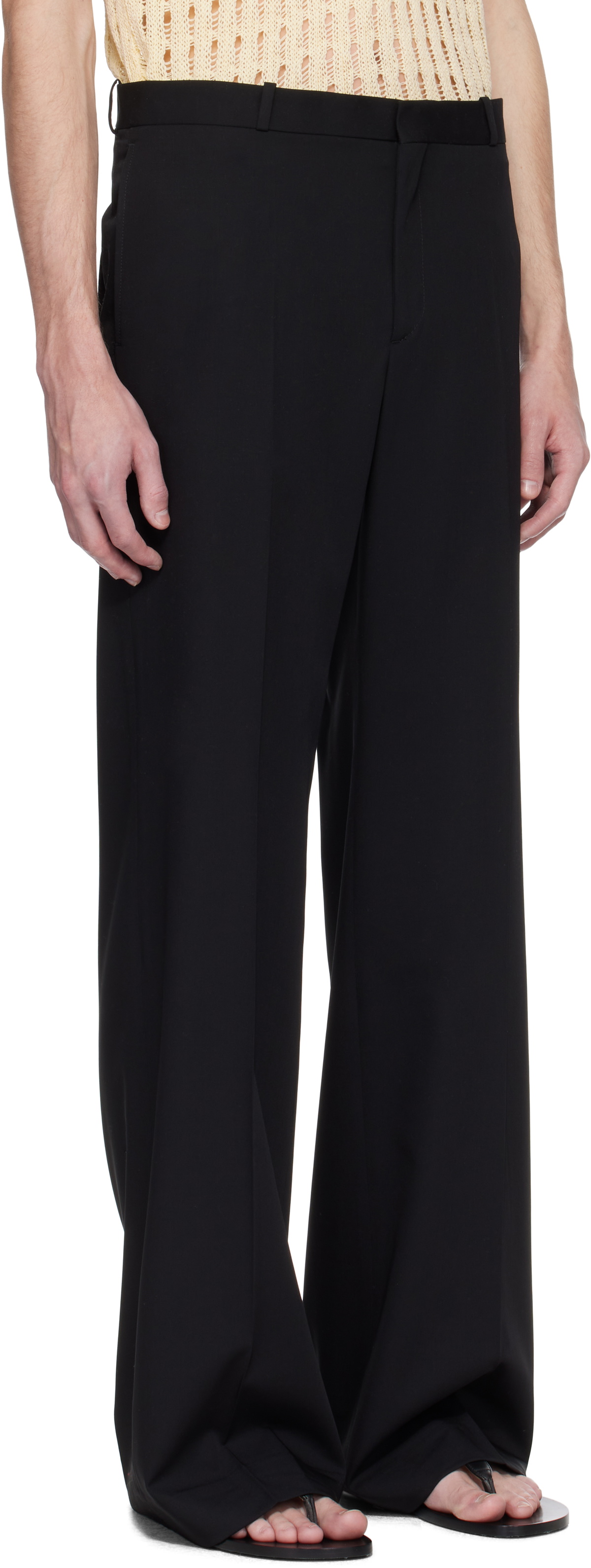 CMMN SWDN Black Otto Wide Leg Trousers