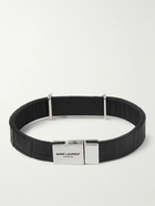 SAINT LAURENT - Cassandre Croc-Effect Leather and Silver-Tone Bracelet - Black