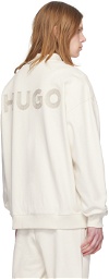 Hugo Off-White Embroidered Bomber Jacket