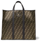 Fendi - Leather-Trimmed Logo-Jacquard Canvas Tote Bag - Brown