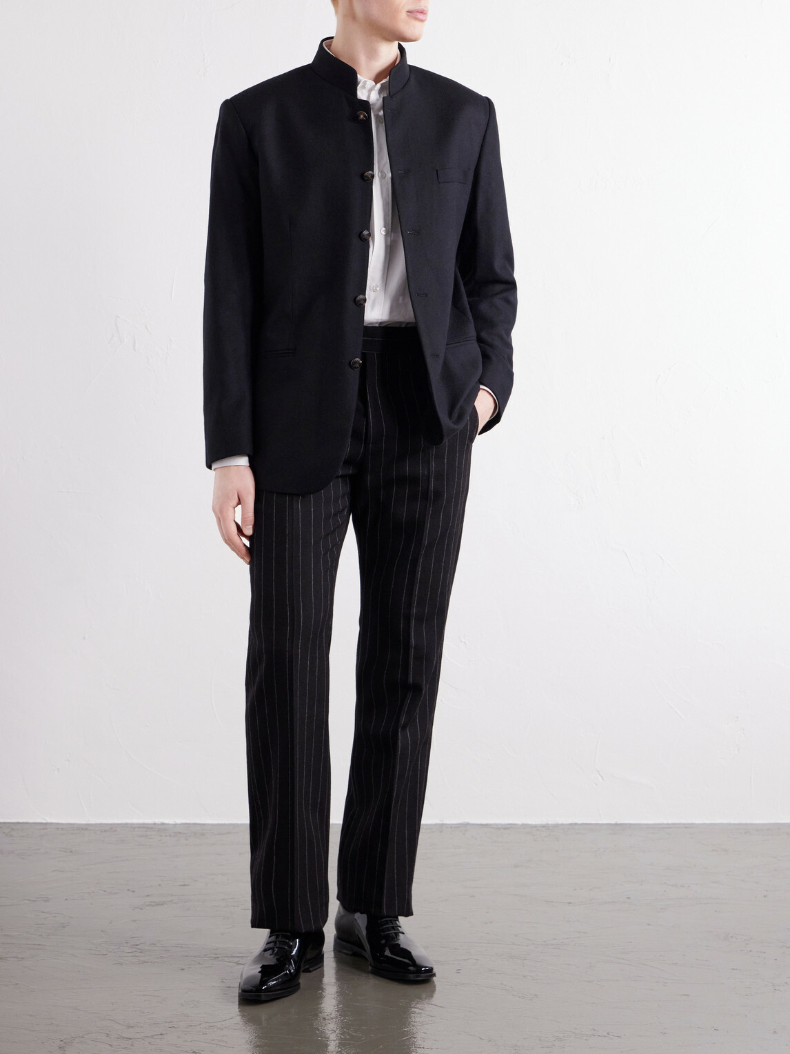 Favourbrook - Nehru Recycled Cashmere-Twill Blazer - Black