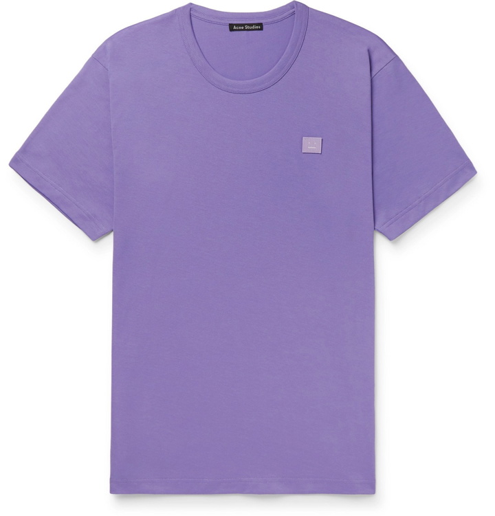 Photo: Acne Studios - Nash Logo-Appliquéd Cotton-Jersey T-Shirt - Purple
