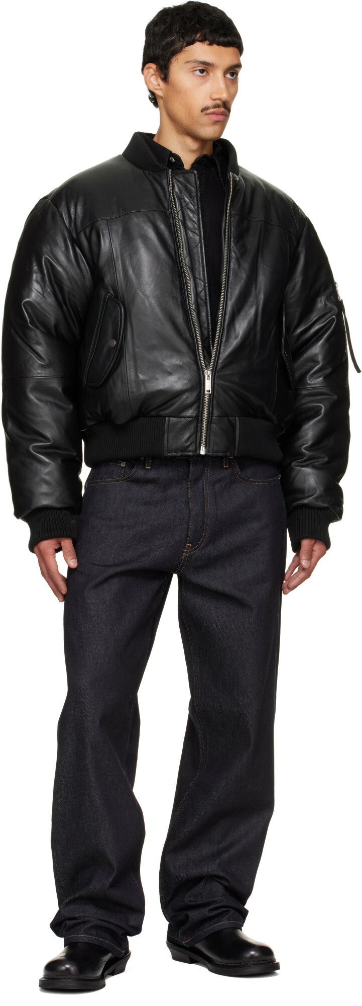 Deadwood Black Bofinger Oversized Padded Leather Jacket