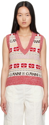 GANNI Red Jacquard Vest