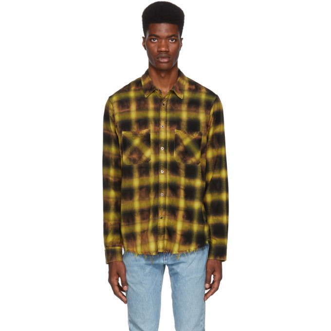 Photo: Amiri Yellow Tie Dye Blotch Plaid Shirt