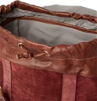 Brunello Cucinelli - Leather-Trimmed Suede Backpack - Burgundy